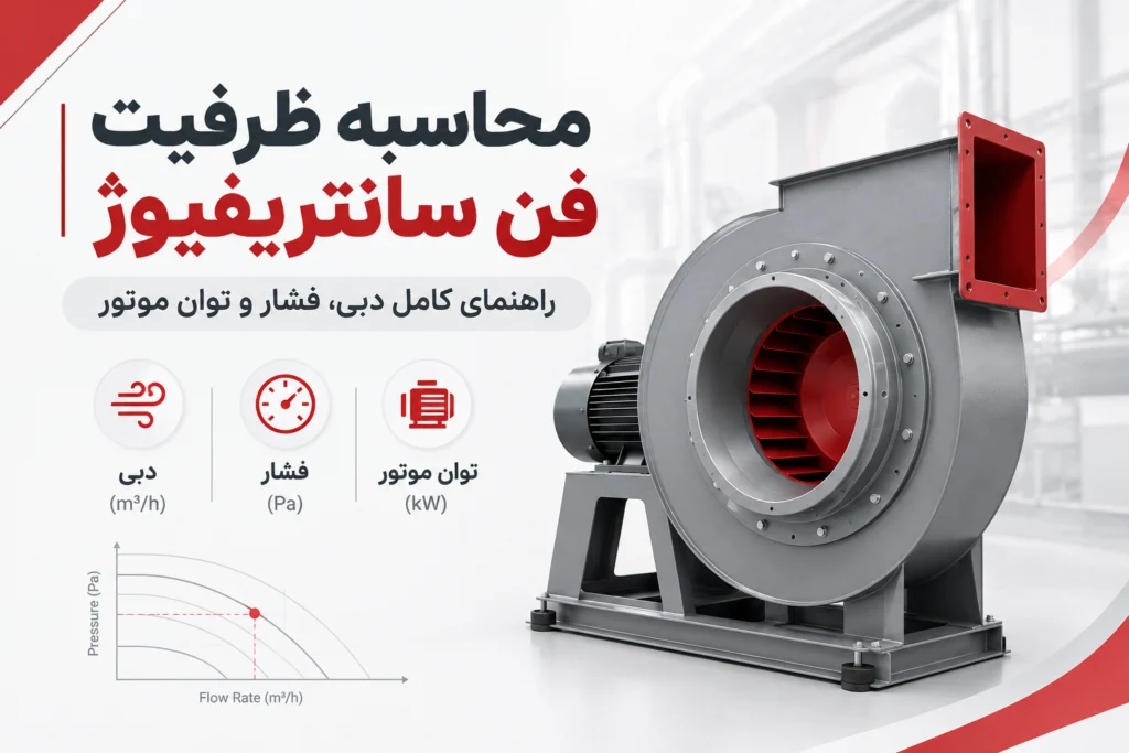 محاسبه ظرفیت فن سانتریفیوژ بر اساس دبی، فشار و توان موتور
